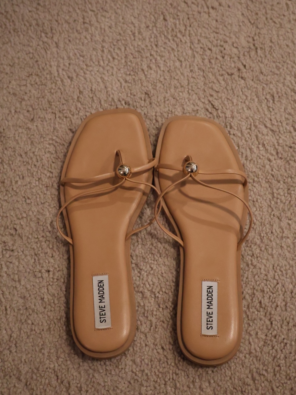 Steve Madden Beige Tan Square-Toe Strappy Sandals
